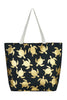 Black Gold Foil Sea Turtle Tote Bag and Matching Pouch