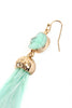 Mnt Green Druzy Stone Ostrich Feather Earrings
