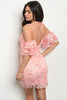 Pink Lace Overlay Cold Shoulder Dress