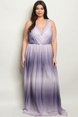 Lilac Tie Dye Plus Size Maxi Dress