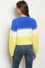 Blue and Yellow Tie Dye Colorblock Sweater