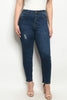 Dark Blue Distressed Denim Plus Size Skinny Jeans