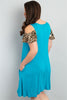 Turquoise Leopard Print Plus Size Dress