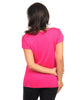 Womens Plus Size Ruffled Front Fuschia Pink Top with Tie Accent