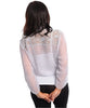 Soft Grey Chiffon Top Lace Shoulder Design Plus Size