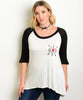 Women's Plus Size Black and Ivory Vintage Inspired T-Shirt