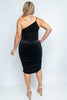 Black Velvet Single Shoulder Plus Size Dress