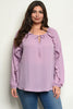 lilac purple long sleeve plus size blouse