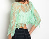 Misses Sexy Mint Crocheted Lace Cover Up Crop Top
