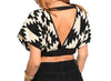 Misses Black and Cream Abstract Print Crop Top