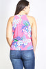 Pink and Blue Tie Front Plus Size Tank Top