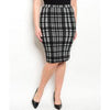 Women's Plus Size Black and White Plaid Pencil Skirt