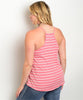 Women's Plus Size Rose Pink and White Racer Back Tank Top