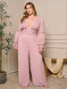 Plus Size Mauve Pink Lace Accent Jumpsuit