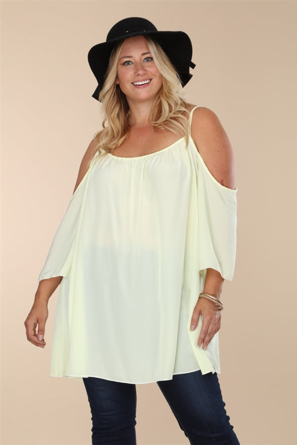 Yellow Cold Shoulder Plus Size Top