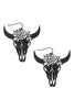 Black Bull Skull Head Earrings