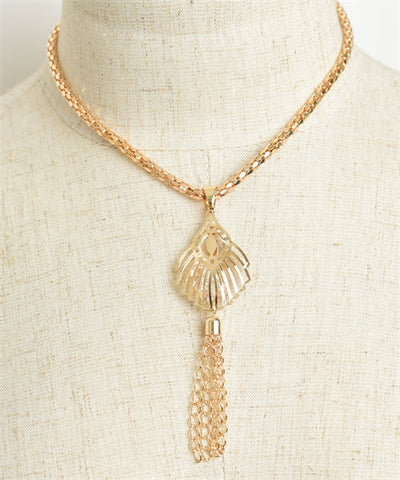 Goldplated Design Chain Tassel Necklace