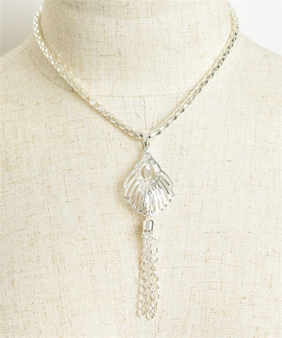 Silverplated Design Chain Tassel Necklace