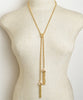 Double Drop Chain Tassel Necklace Goldplate or Silverplate
