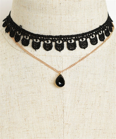 Victorian Steampunk Inspired 2pc Choker and Chain Necklace Set