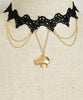 Black Lace Choker Necklace with Elephant Accent