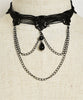 Black Floral Lace Choker Necklace with Beaded Accents