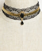 Black Lace Choker Necklace with Chain Accent