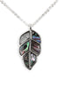Genuine Abalone Shell Leaf Pendant Necklace Silverplate