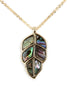 Genuine Abalone Shell Leaf Pendant Necklace Gold Plate