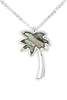 Genuine Abalone Shell Palm Tree Pendant Necklace Silverplate