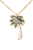 Genuine Abalone Shell Palm Tree Pendant Necklace Gold Plate