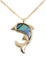 Genuine Abalone Shell Dolphin Pendant Necklace Gold Plate