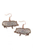 Burnish Gold Cast Metal Rhinestone Pig Earrings