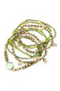 Olive Green Leaf Charm Bracelet Set