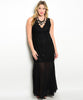 Women's Plus Size Black Sequin and Lace Formal Evening Gown