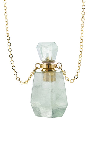 Green Natural Stone Crystal Perfume Bottle Necklace