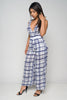 Blue and White Wide Leg Jumpsuit