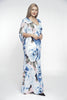 Blue Floral Maxi Dress Gown