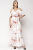 Ivory Floral Cold Shoulder Wrap Maxi Dress