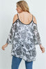 Ivory Paisley Print Cold Shoulder Tunic Top