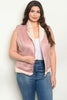 Rose Pink Faux Suede Plus Size Vest
