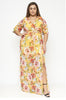 Yellow Floral Chiffon Plus Size Maxi Dress