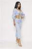 Blue Gingham Crop Top and Pants Set