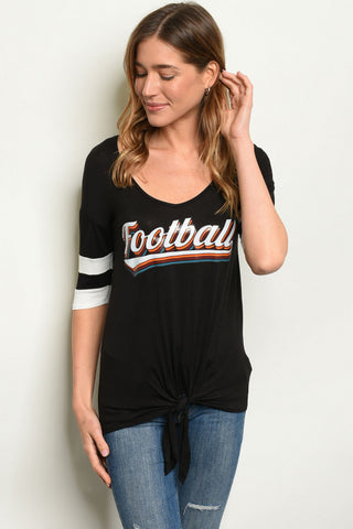 Black footbball Graphic Print Top