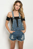 distressed denim overall shorts 
