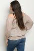 taupe plus size cold shoulder top 