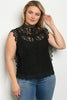 Black Lace Overlay Plus Size Top