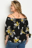 Black and Yellow Cold Shoulder Plus Size Top