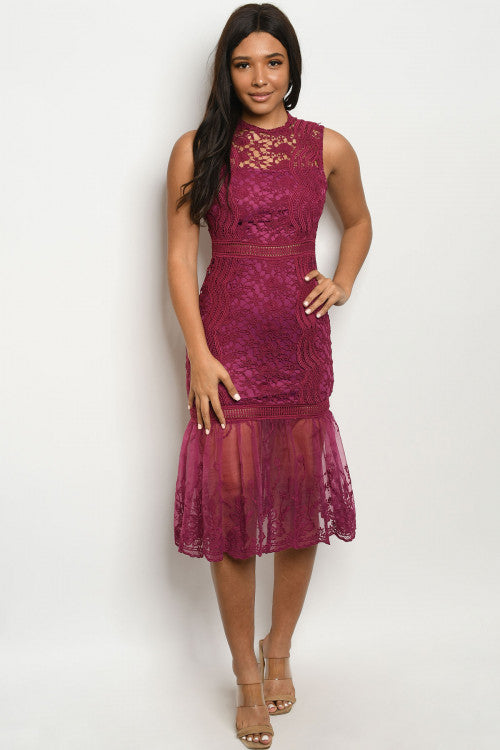 Plum Purple Lace Cocktail Dress