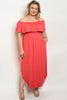 Coral Pink Cold Shoulder Plus Size Maxi Dress